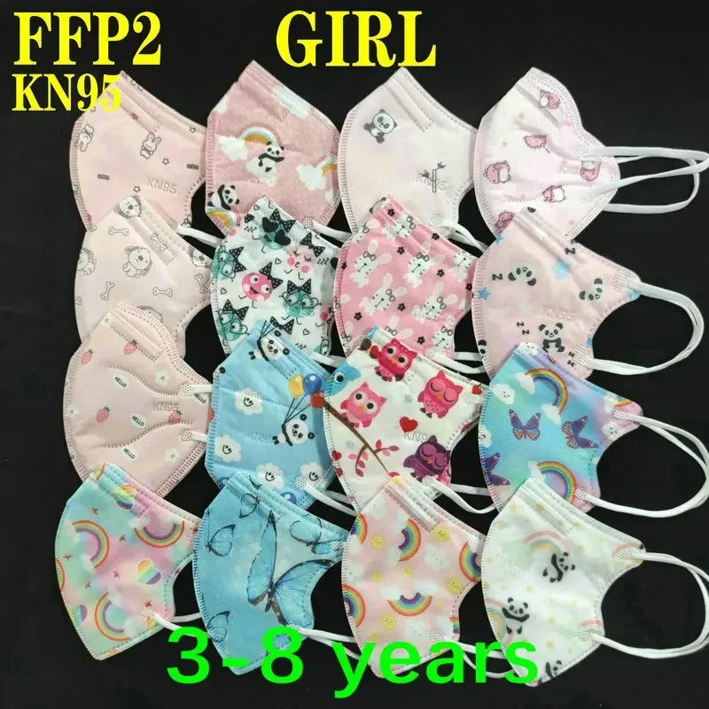 KN95 Kid Mask 3-8 8-15 Years Old  5 Layers Cartoons FFP2 Masque Boys Girls Children Mascarillas CE Face Mask FPP2 Protective