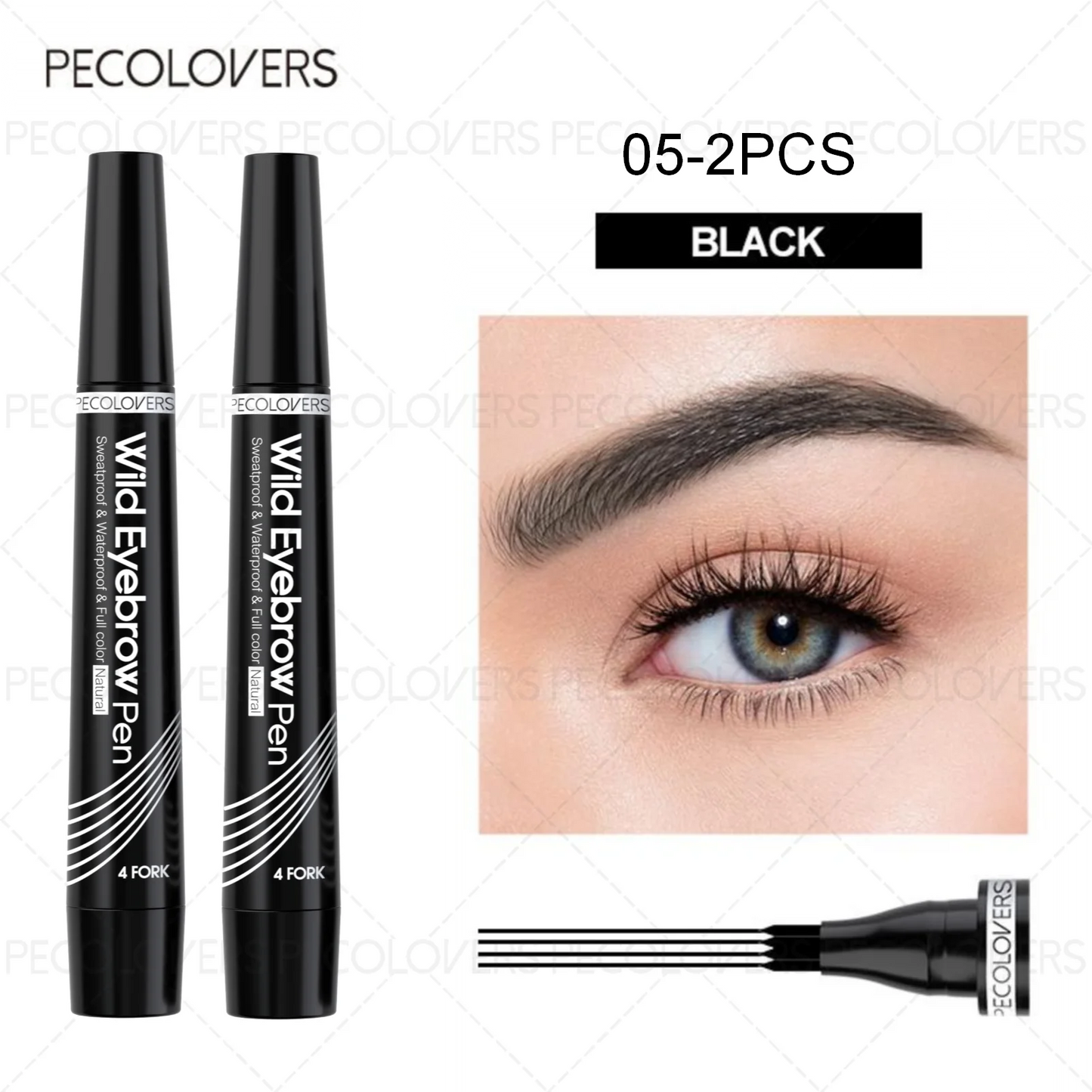 6 Colors 1pc Eyebrow Pen Waterproof 4 Split Tip Eyebrows Pen Eyebrow Tattoo Pen Waterproof Liquid Black Eyebrow Makeup Pencil annizon.com