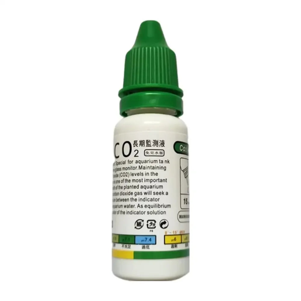 Aquarium CO2 Indicator Solution 15ml Fish Tank Long-Term Monitor CO2 Test PH Liquid ForAquatic Plants (Used with Drop Checker)