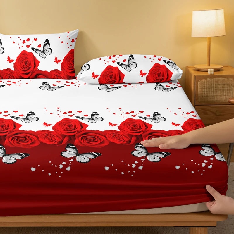 1 Piece of Floral and Butterfly Sing Pattern Frosted Bedsheet, Bedroom Printed Bedspread, Bedding (Excluding Pillowcases) annizon.com