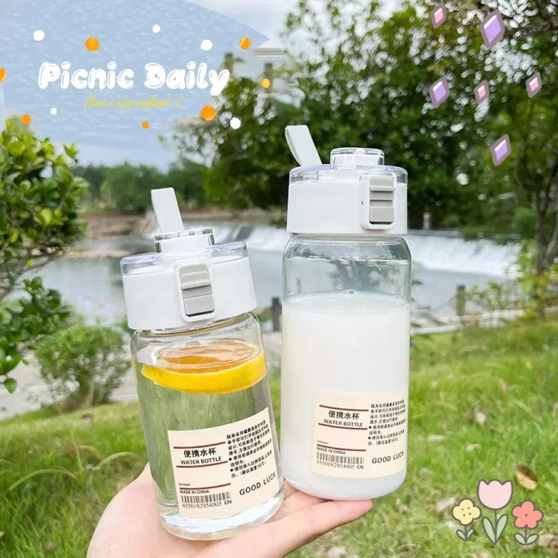 Portable Transparent Water Bottle - Kawaii Plastic Cup