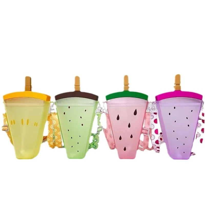 ZhonestlyK Watermelon Water Bottle - 320ml Straw