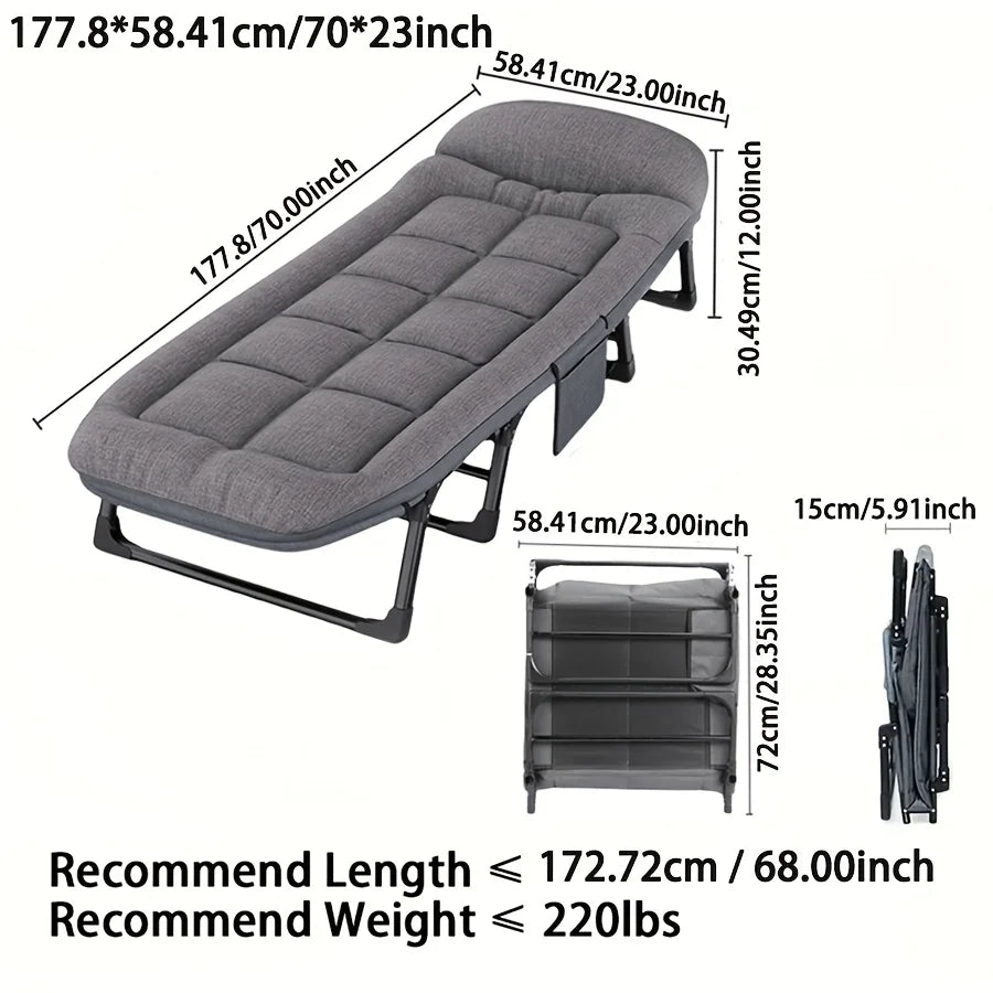 Heavy-Duty Adjustable Portable Folding Bed, Pillow & Blanket - 550 lbs Weight Capacity, Foldable Single Bed Frame annizon.com