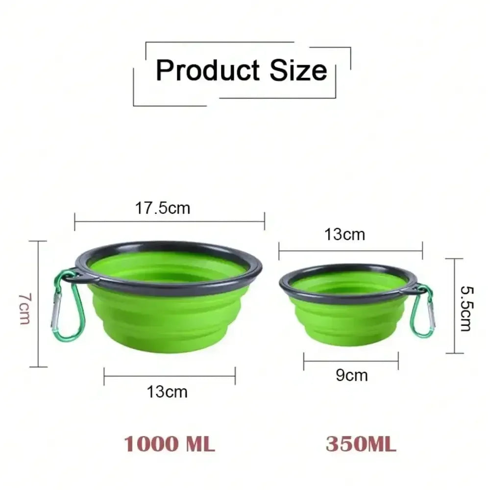 2026 Folding Portable Silicone Dog Feeder Bowl 2 In 1 Pet Dispenser Outdoor Travel Dog Cat With Carabiner Bottle Food Water Container annizon.com