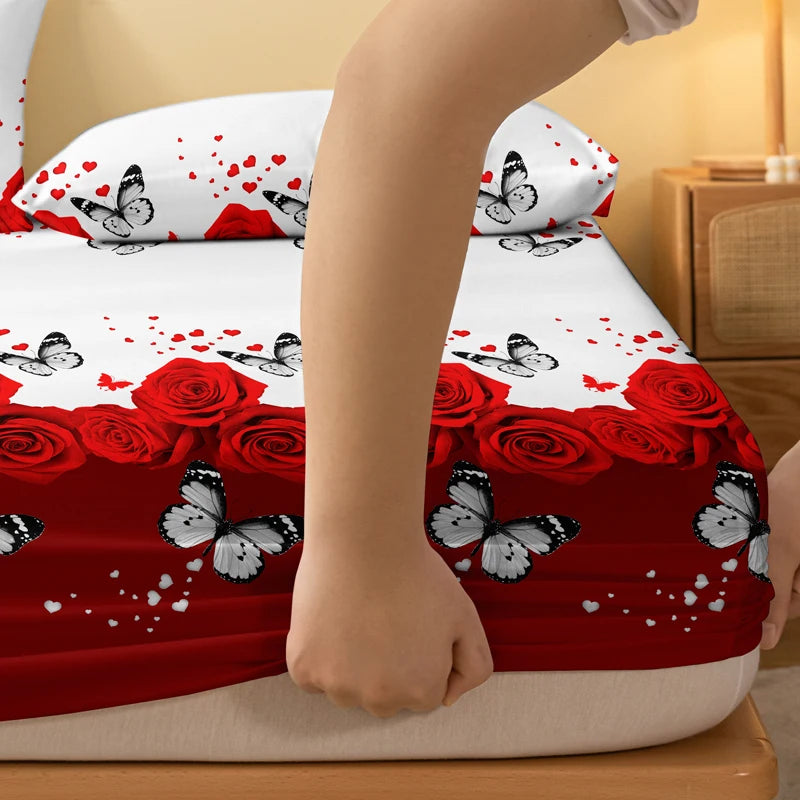 1 Piece of Floral and Butterfly Sing Pattern Frosted Bedsheet, Bedroom Printed Bedspread, Bedding (Excluding Pillowcases) annizon.com