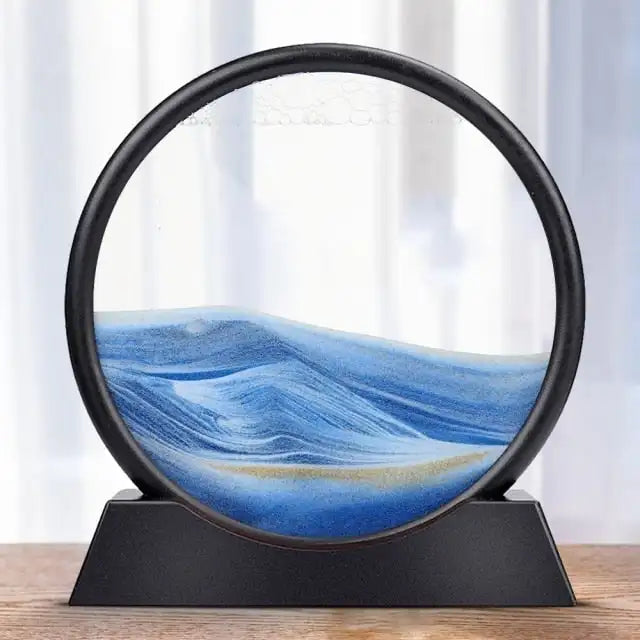 3D Moving Sand Art Glass Deep Sea Sandscape In Motion Display Home Decor Flowing Sand Frame Sand Painting Creative Gift