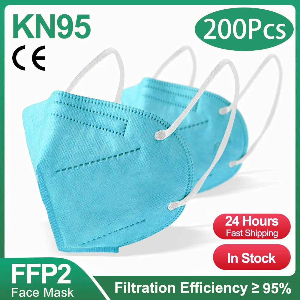10-200PCS mascarillas fpp2 Black KN95 CE Certified FFP2 face mask mascarilla kn95 5Layers Non-wove Adult ffp2 mask kn95 reusable
