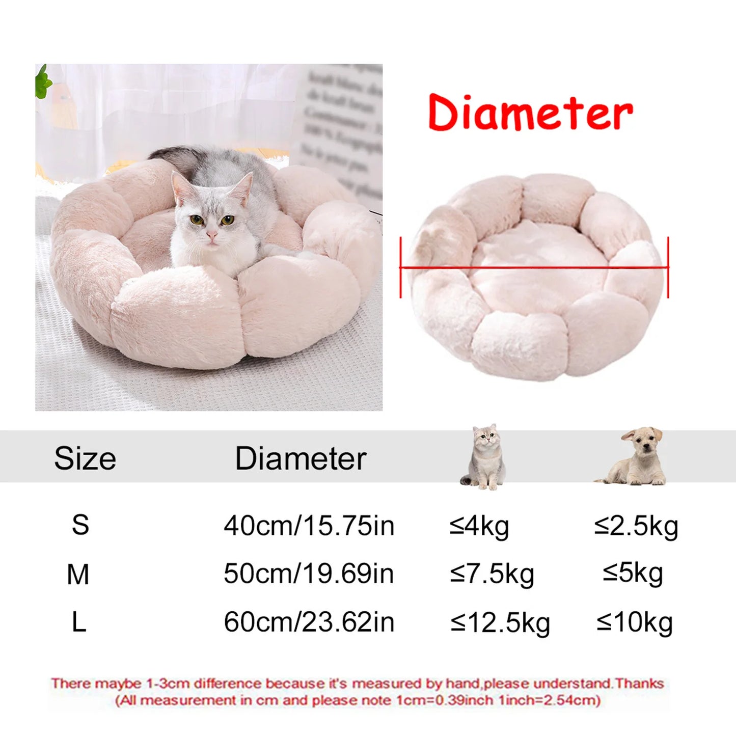 40-90cm 6 Sizes Round Pet Bed for Large Dog Bed Super Soft Cat Bed Plush Dog House for Medium Dog House Winter Warm Sleeping annizon.com