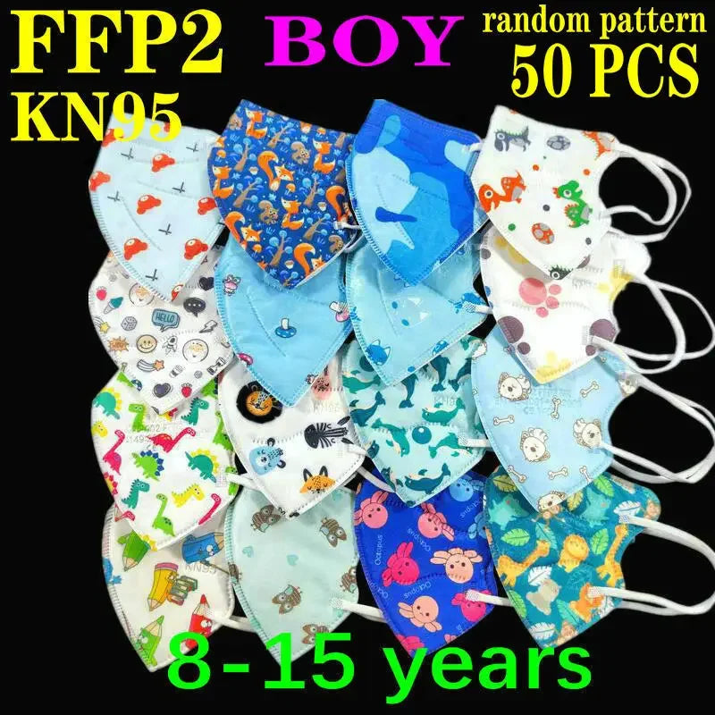KN95 Kid Mask 3-8 8-15 Years Old  5 Layers Cartoons FFP2 Masque Boys Girls Children Mascarillas CE Face Mask FPP2 Protective