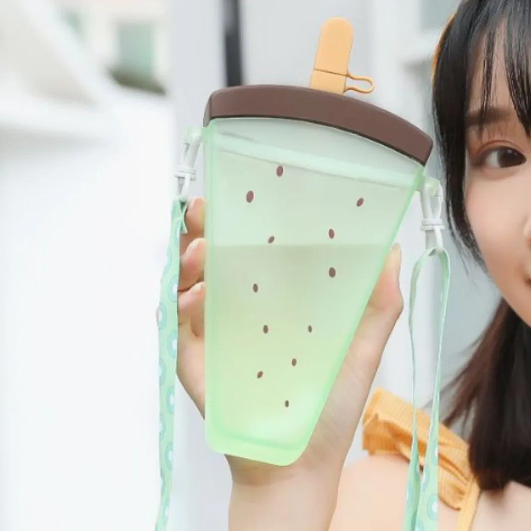 ZhonestlyK Watermelon Water Bottle - 320ml Straw