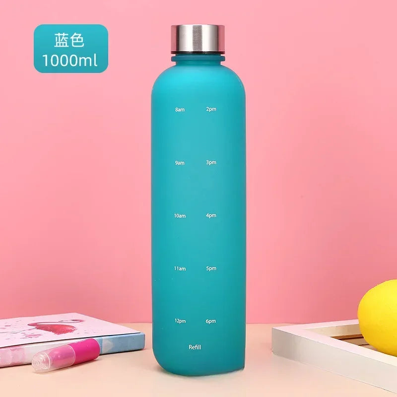 1L Water Bottle with Time Marker - BPA Free Leakproof