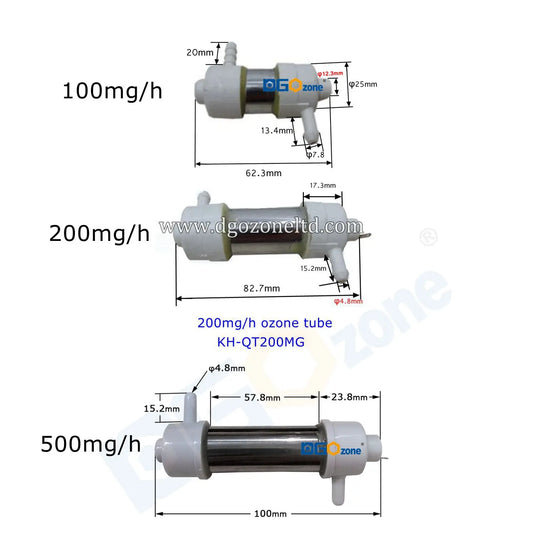 Ozone quartz Tube 100mg 200mg 500mg/h for Air and Water Purifying glass Tube Reator Ozonator without power supply DGOzone