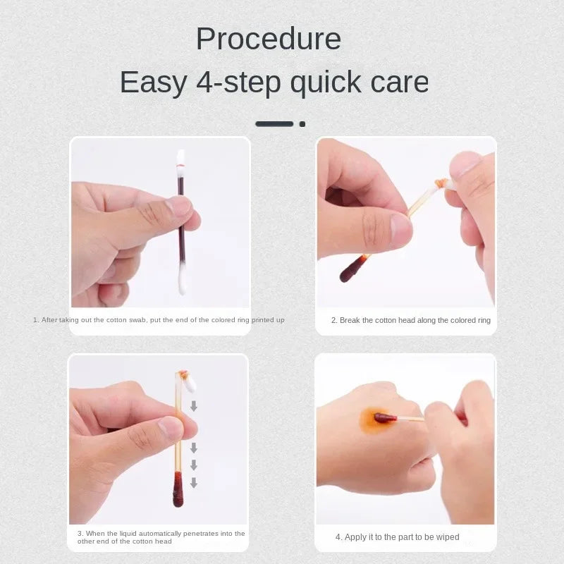 50/100pcs Disposable Medical Alcohol Sticks Disinfection Iodine Cotton Swabs Emergency First Aid Clean Wounds Supplies