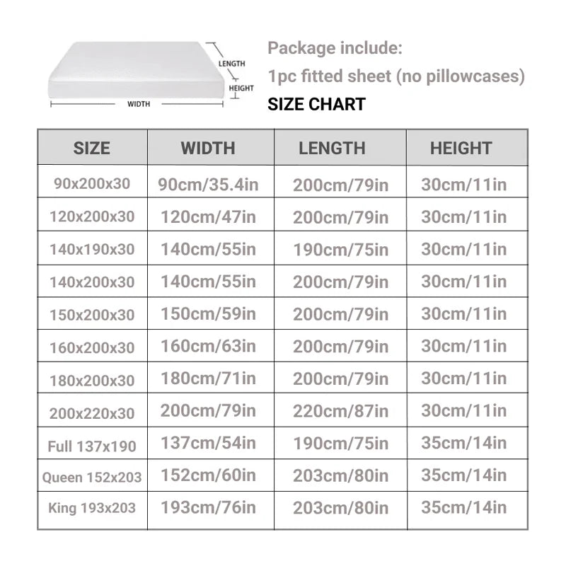 Waterproof Throw Mattress Cover Bed Fitted Sheet Mattress Protector Single/Double/140/160 Muti Size  Gray/White annizon.com