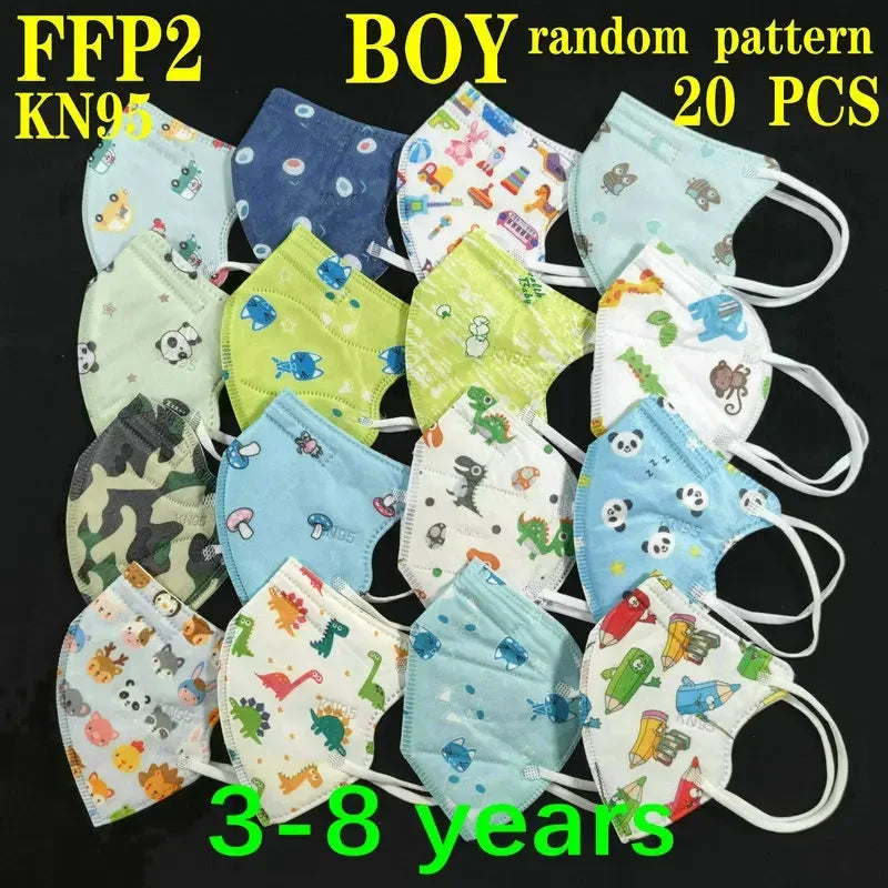 KN95 Kid Mask 3-8 8-15 Years Old  5 Layers Cartoons FFP2 Masque Boys Girls Children Mascarillas CE Face Mask FPP2 Protective