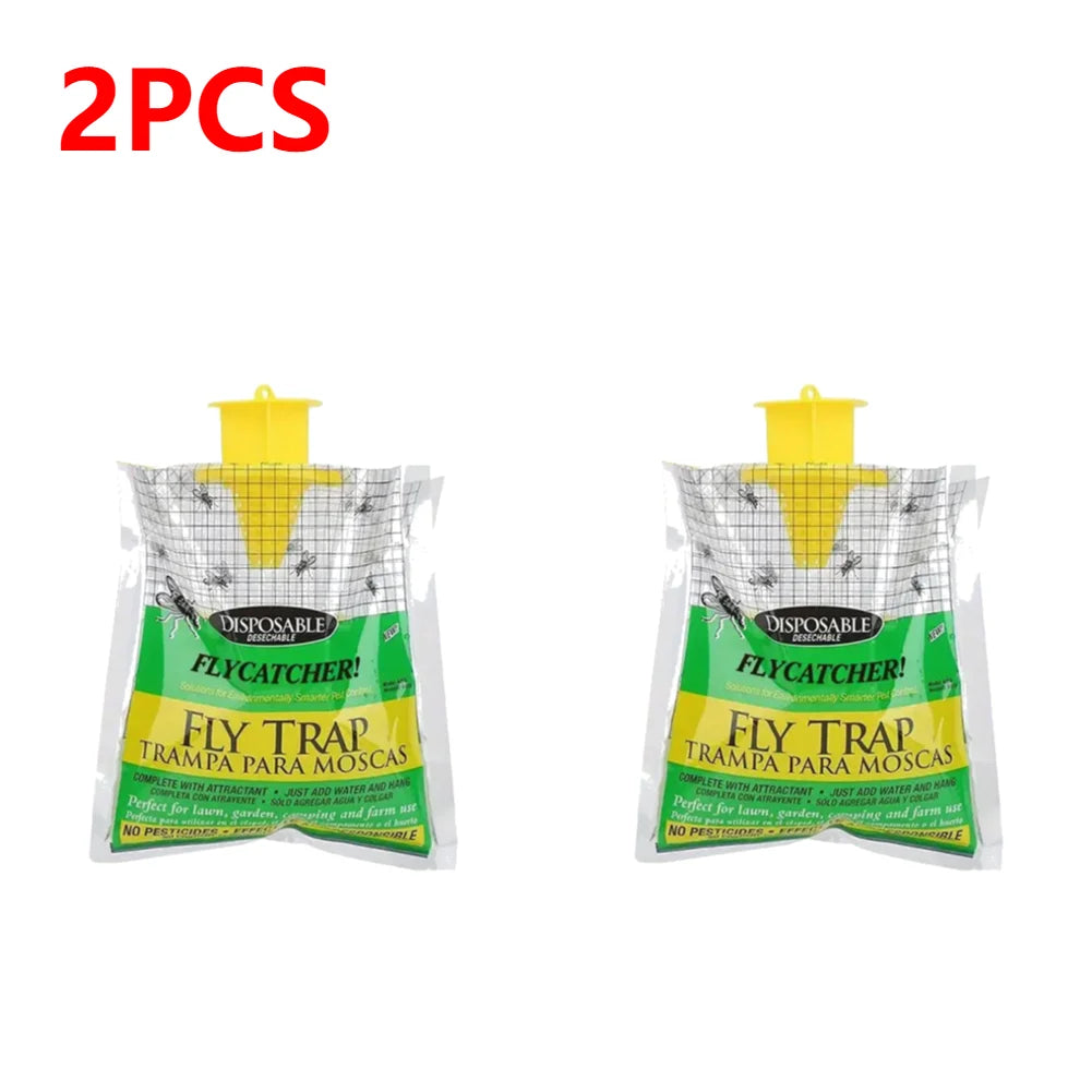 Hanging Fly Trap Bag with Fly Bait Disposable Flies Trap Non-Toxic Mosquito Trap Catcher Fly Wasp Insect Bug Killer for Outdoor