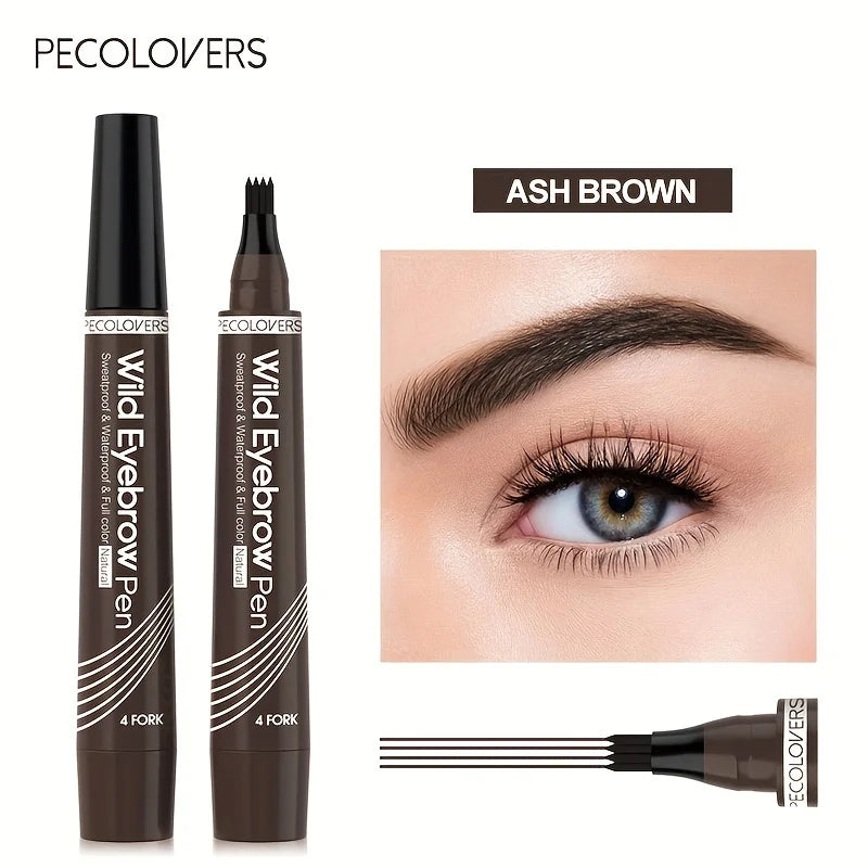6 Colors 1pc Eyebrow Pen Waterproof 4 Split Tip Eyebrows Pen Eyebrow Tattoo Pen Waterproof Liquid Black Eyebrow Makeup Pencil annizon.com