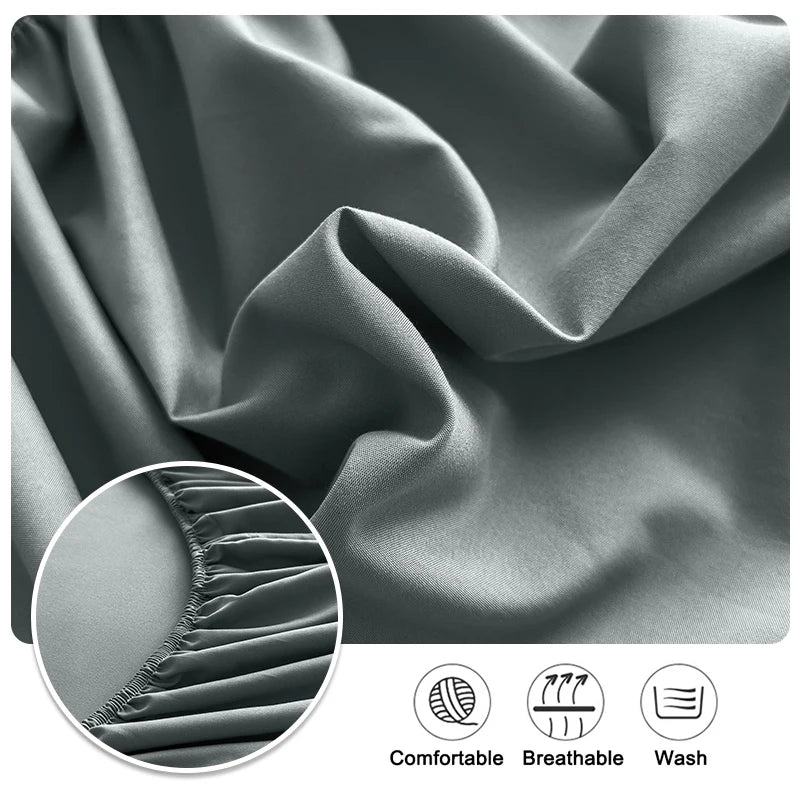 90/120/150/180x200 Fitted Bed Sheet With Elastic Band Solid Color Mattress Covers Protector Single Double King Beds 100% Polyest annizon.com