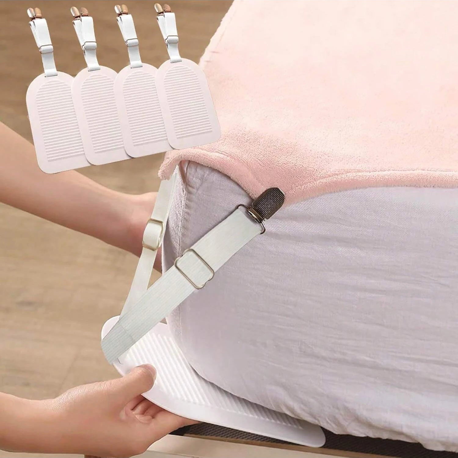 Bed Sheet Clips Adjustable Bed Sheet Holder Straps Set of 4 Elastic Fitted Bedding Clips Fasteners for Home Hotel annizon.com