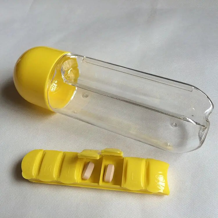 Water Bottle with Pill Box Organizer - 650ml