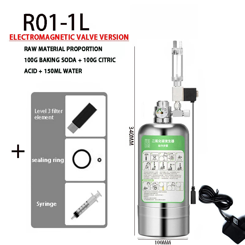 Aquarium DIY CO2 Generator system Kit Stainless Steel CO2 Cylinder Generator System Carbon Dioxide Reactor Kit For Plant Fish