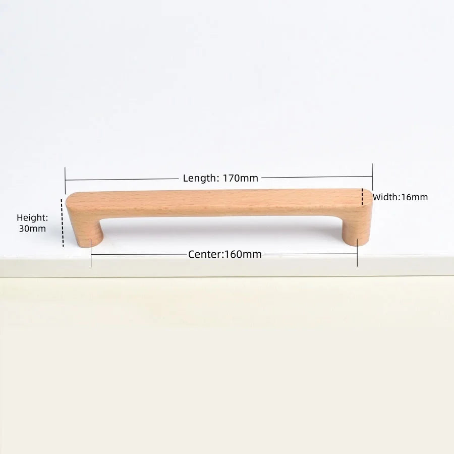 Nordic Wood Cabinet Handle Solid Wooden Kitchen Door Handle Dresser Wardrobe Knobs Cupboard Drawer Pull Furniture Handles annizon.com