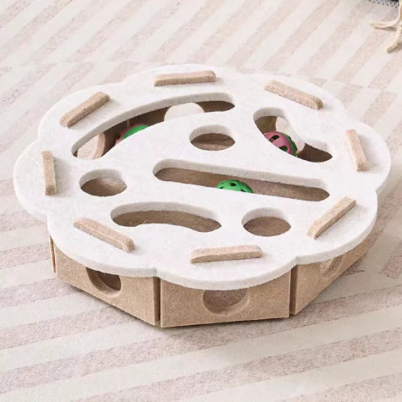 Pet Cat Puzzle Maze Holes Toys Felt Box With Bell Ball Kitten Playing Toys Interactive Funny  Cat Supplies annizon.com