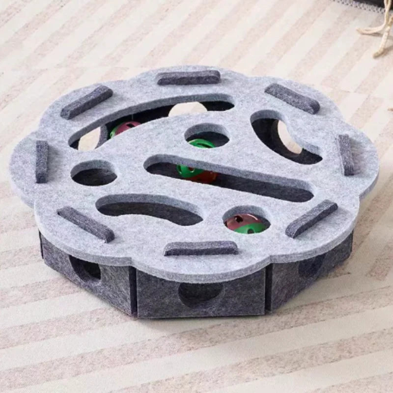 Pet Cat Puzzle Maze Holes Toys Felt Box With Bell Ball Kitten Playing Toys Interactive Funny  Cat Supplies annizon.com