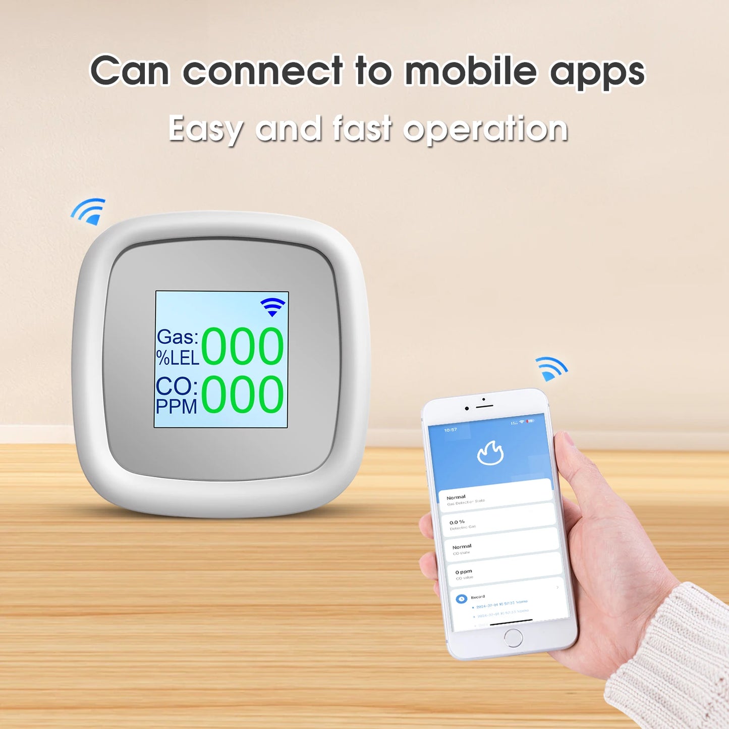C2 Gas Alarm  CO detector  combustible gas leakage Digital Gas Leak  Smoke Alarm Intelligent Remote Monitoring Gas Detector