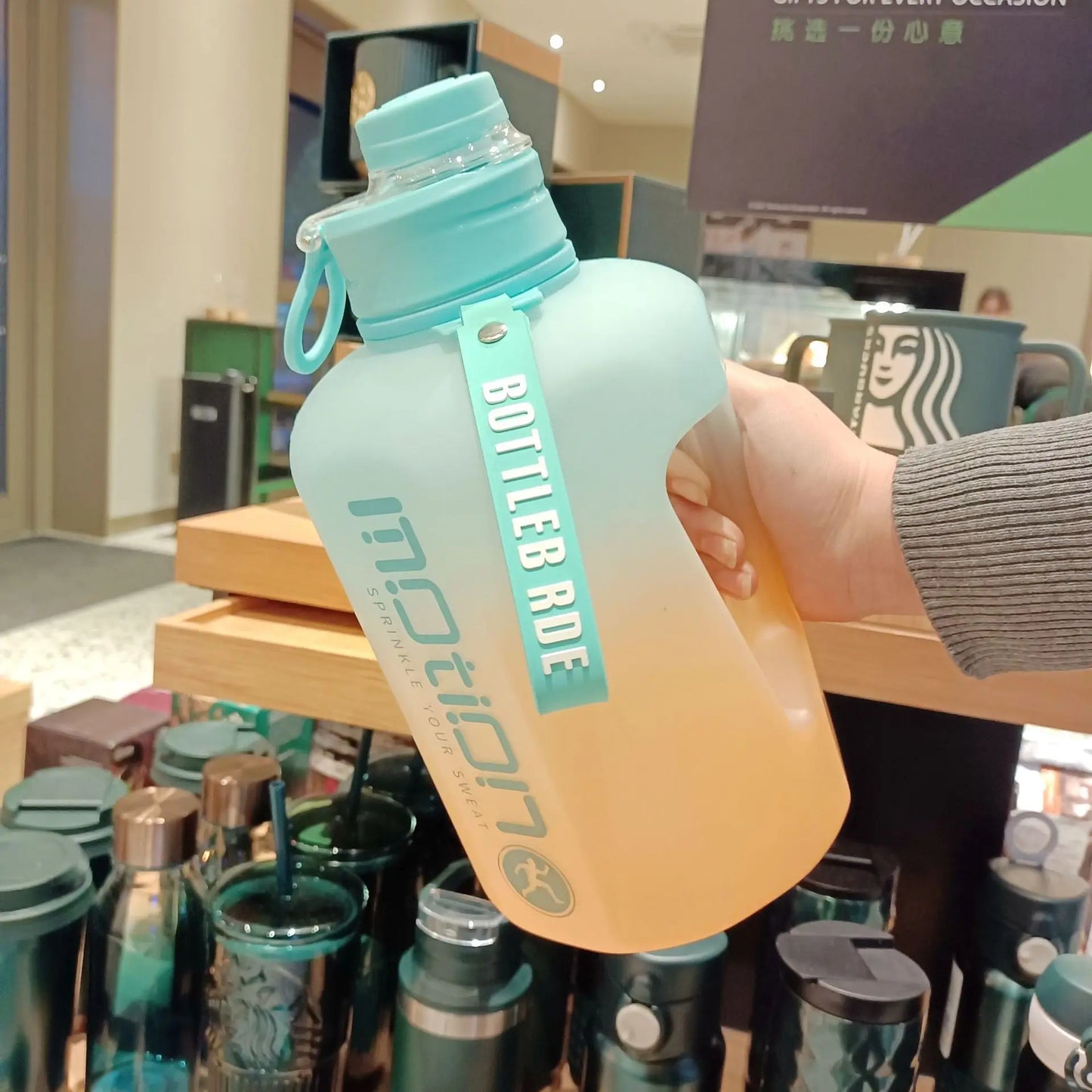 2.4L Sports Water Bottle with Straw - Plastic Portable