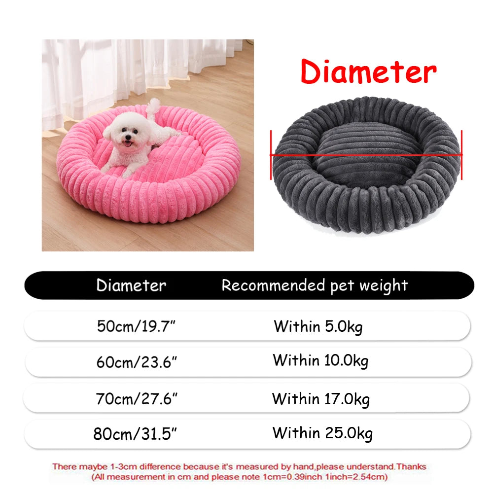 40-90cm 6 Sizes Round Pet Bed for Large Dog Bed Super Soft Cat Bed Plush Dog House for Medium Dog House Winter Warm Sleeping annizon.com