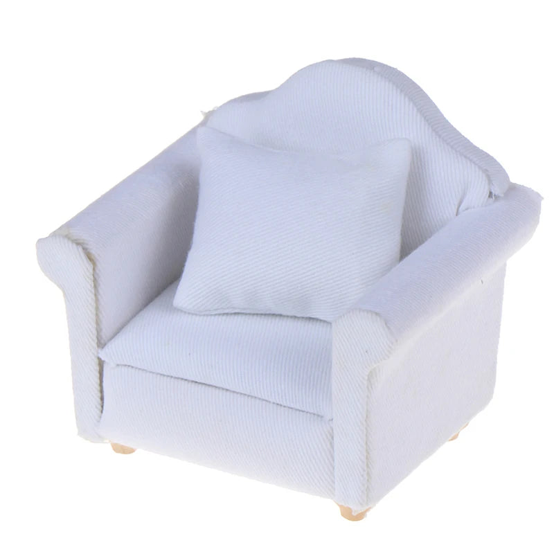 Mini Dollhouse Furniture Sofa with Pillow Set Simulation 1:12 Miniature Living Room Kids Pretend Play DIY Doll House Decor annizon.com