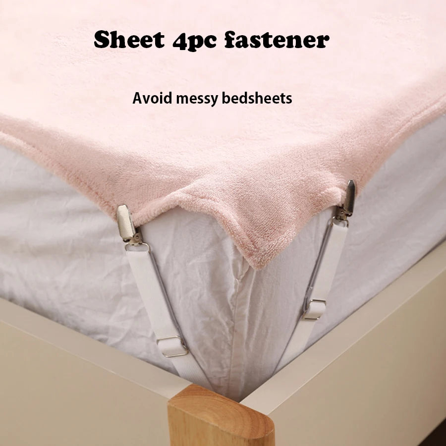 Bed Sheet Clips Adjustable Bed Sheet Holder Straps Set of 4 Elastic Fitted Bedding Clips Fasteners for Home Hotel annizon.com