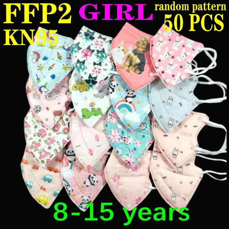 KN95 Kid Mask 3-8 8-15 Years Old  5 Layers Cartoons FFP2 Masque Boys Girls Children Mascarillas CE Face Mask FPP2 Protective