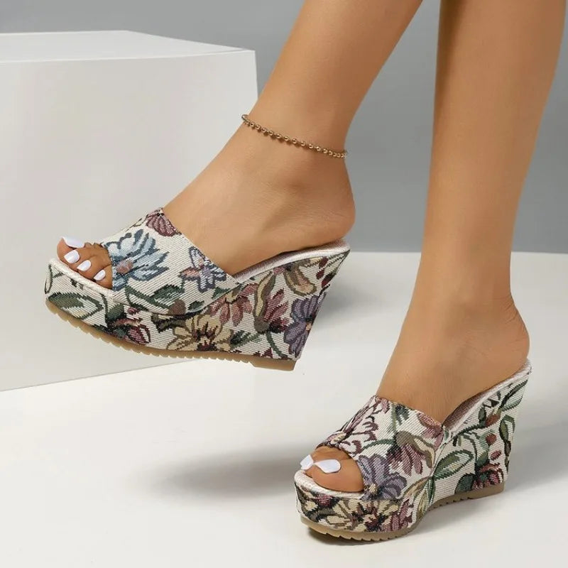 Sandals Womens Sale Women Sandals Fashionable New Pattern Minimalist Flower Print Fashionable Wedge