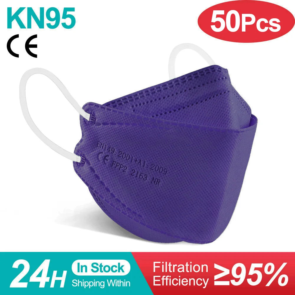 10-100PCS mascarillas FFP2 Face Mask CE Approved FPP2 Disposable KN95 KF94 Facial Mouth Black Fish Masks FFP2MASK kf94mask