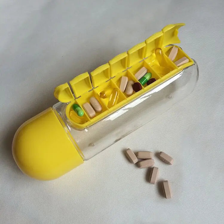 Water Bottle with Pill Box Organizer - 650ml