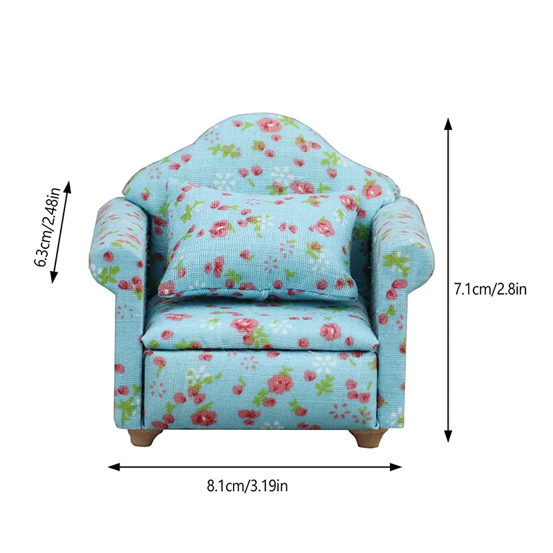 Mini Dollhouse Furniture Sofa with Pillow Set Simulation 1:12 Miniature Living Room Kids Pretend Play DIY Doll House Decor annizon.com