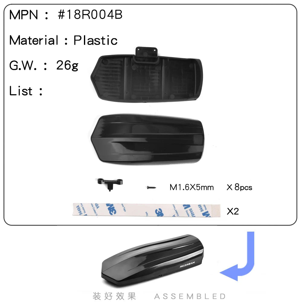 RCDream 1/18 Scale Roof Rack Roof Box for 1/18 1/24 1/12 RC Crawler Truck TRX4M Bronco AX24 #18R004 annizon.com