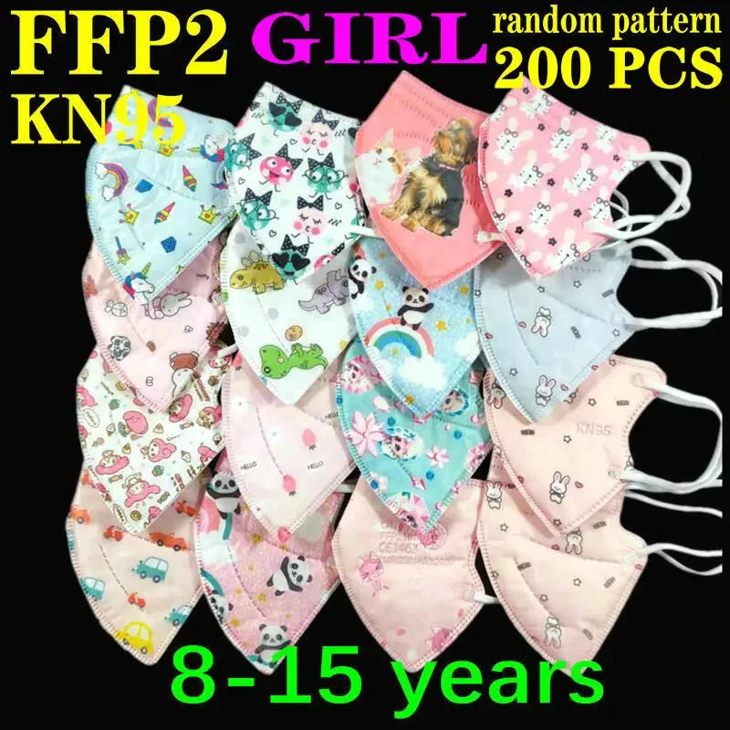 KN95 Kid Mask 3-8 8-15 Years Old  5 Layers Cartoons FFP2 Masque Boys Girls Children Mascarillas CE Face Mask FPP2 Protective