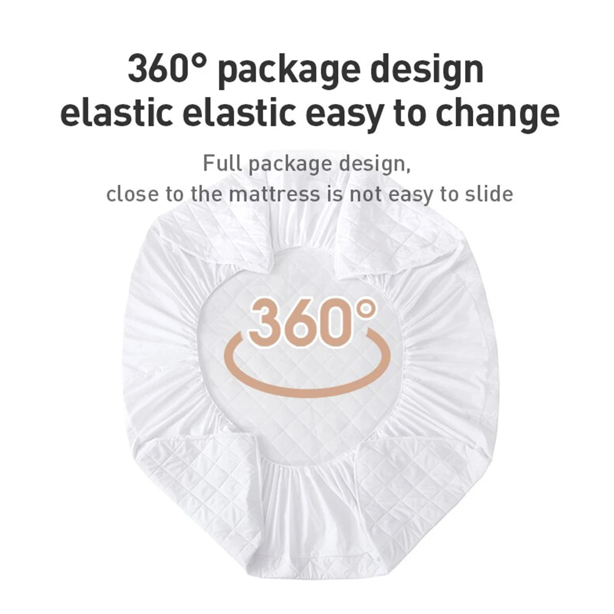 Waterproof Throw Mattress Cover Bed Fitted Sheet Mattress Protector Single/Double/140/160 Muti Size  Gray/White annizon.com