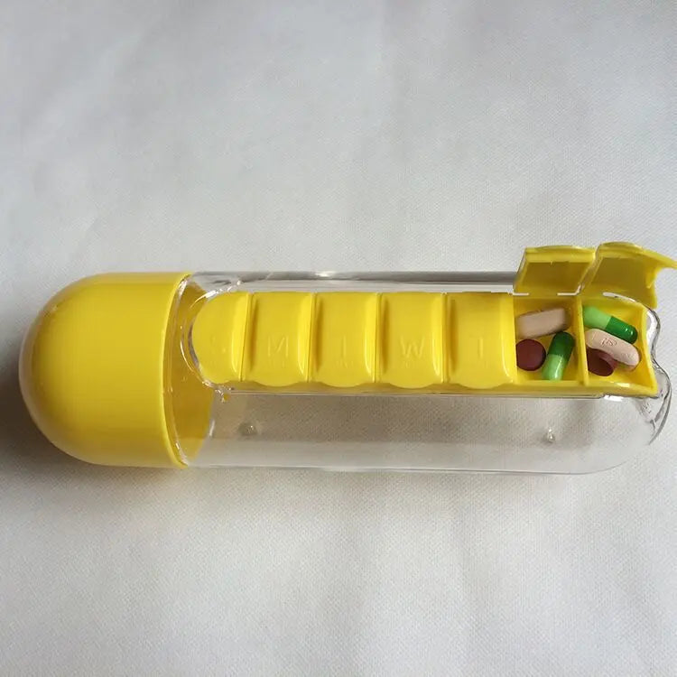 Water Bottle with Pill Box Organizer - 650ml