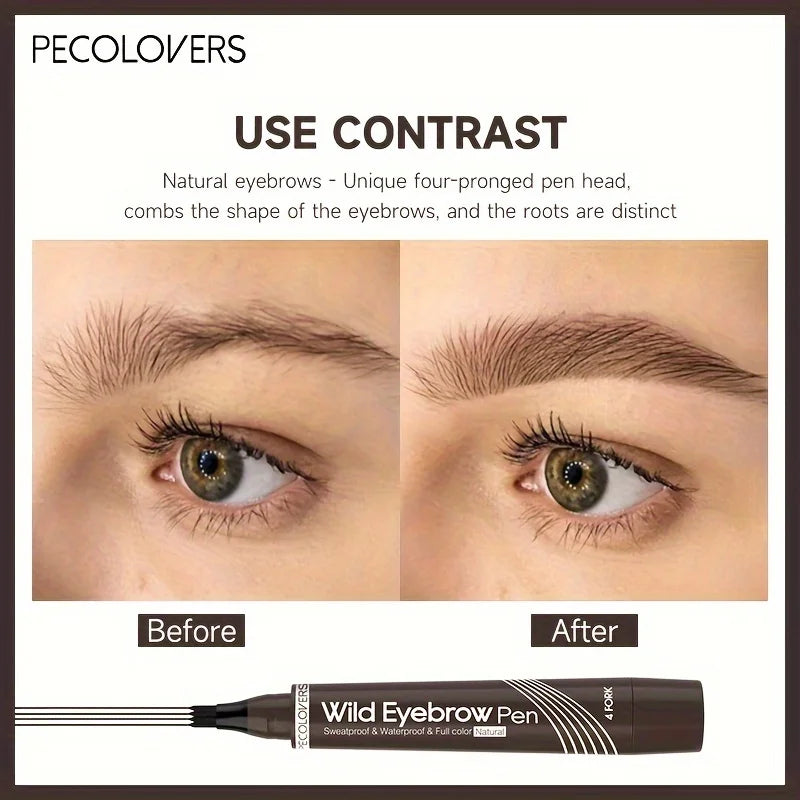 6 Colors 1pc Eyebrow Pen Waterproof 4 Split Tip Eyebrows Pen Eyebrow Tattoo Pen Waterproof Liquid Black Eyebrow Makeup Pencil annizon.com