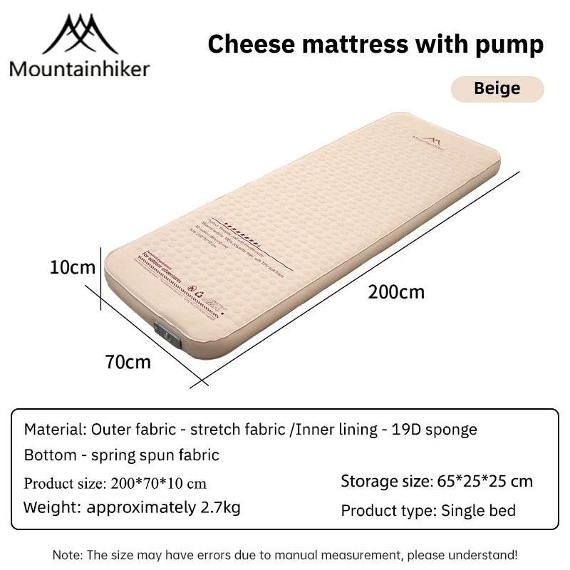 Mountainhiker Outdoor Inflatable Cheese Mattress Furnitures Special Sponge Upgrade Edition 10CM Portable Family Sleeping Pad Mat annizon.com