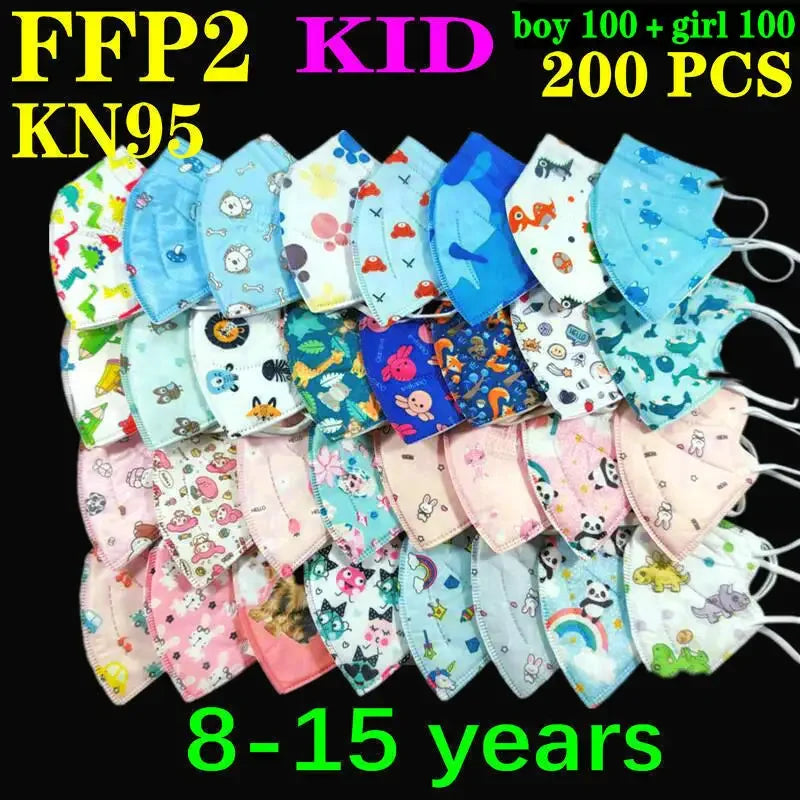 KN95 Kid Mask 3-8 8-15 Years Old  5 Layers Cartoons FFP2 Masque Boys Girls Children Mascarillas CE Face Mask FPP2 Protective