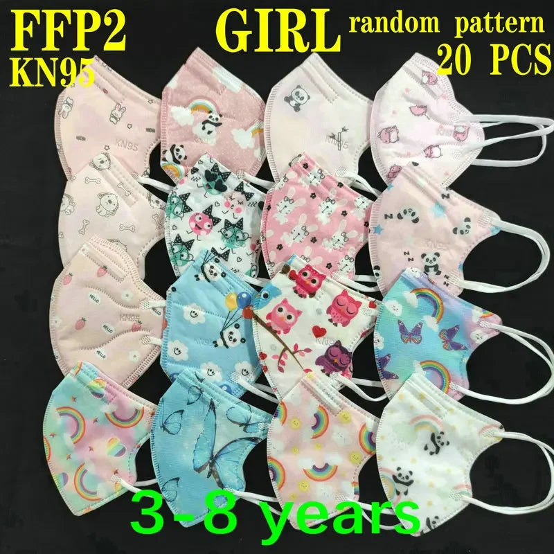 KN95 Kid Mask 3-8 8-15 Years Old  5 Layers Cartoons FFP2 Masque Boys Girls Children Mascarillas CE Face Mask FPP2 Protective