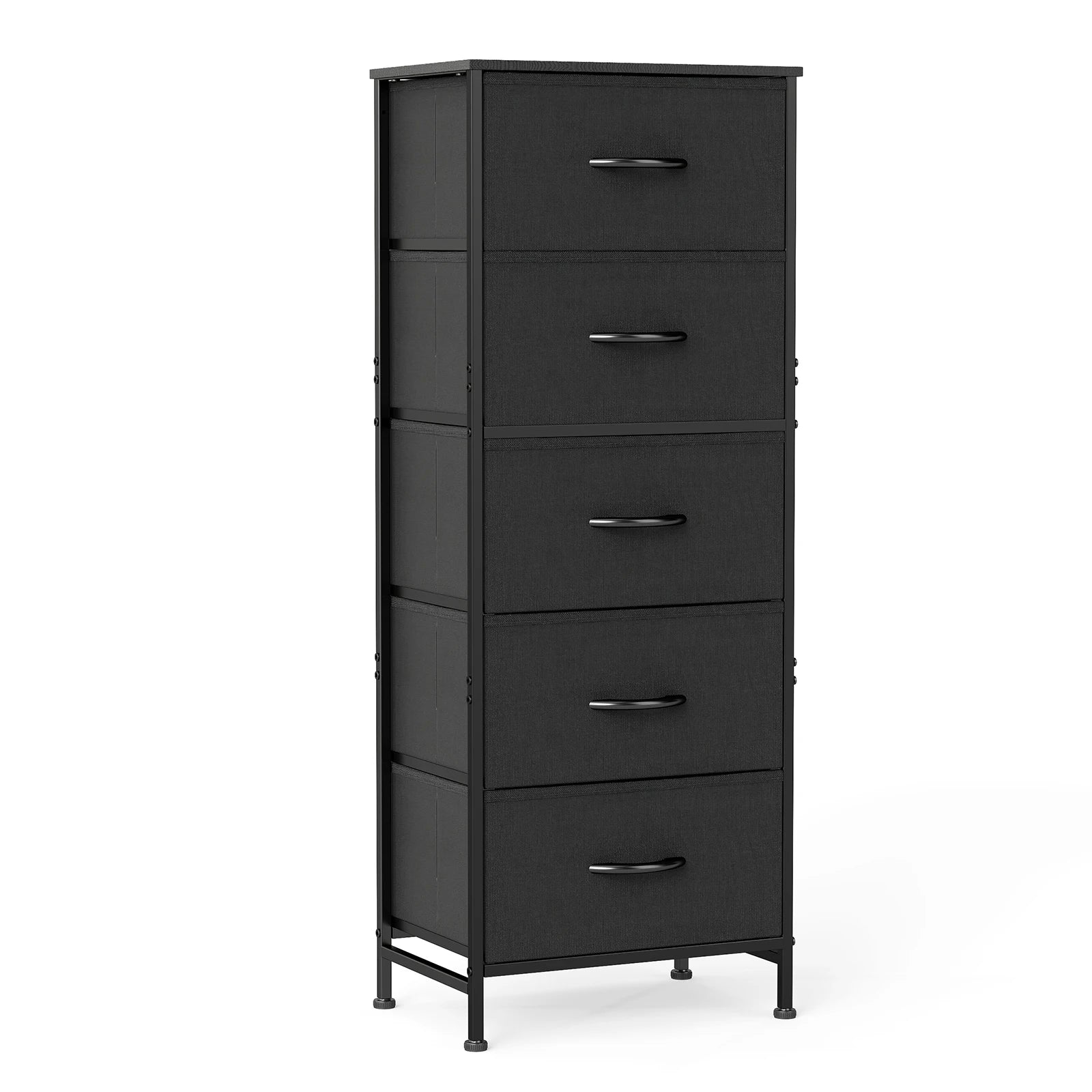 JHK 48IN Dresser For Bedroom With 5 Fabric Drawers Nightstand Wardrobe Steel Frame Closet For Clothes Storage Cabinet Furniture annizon.com