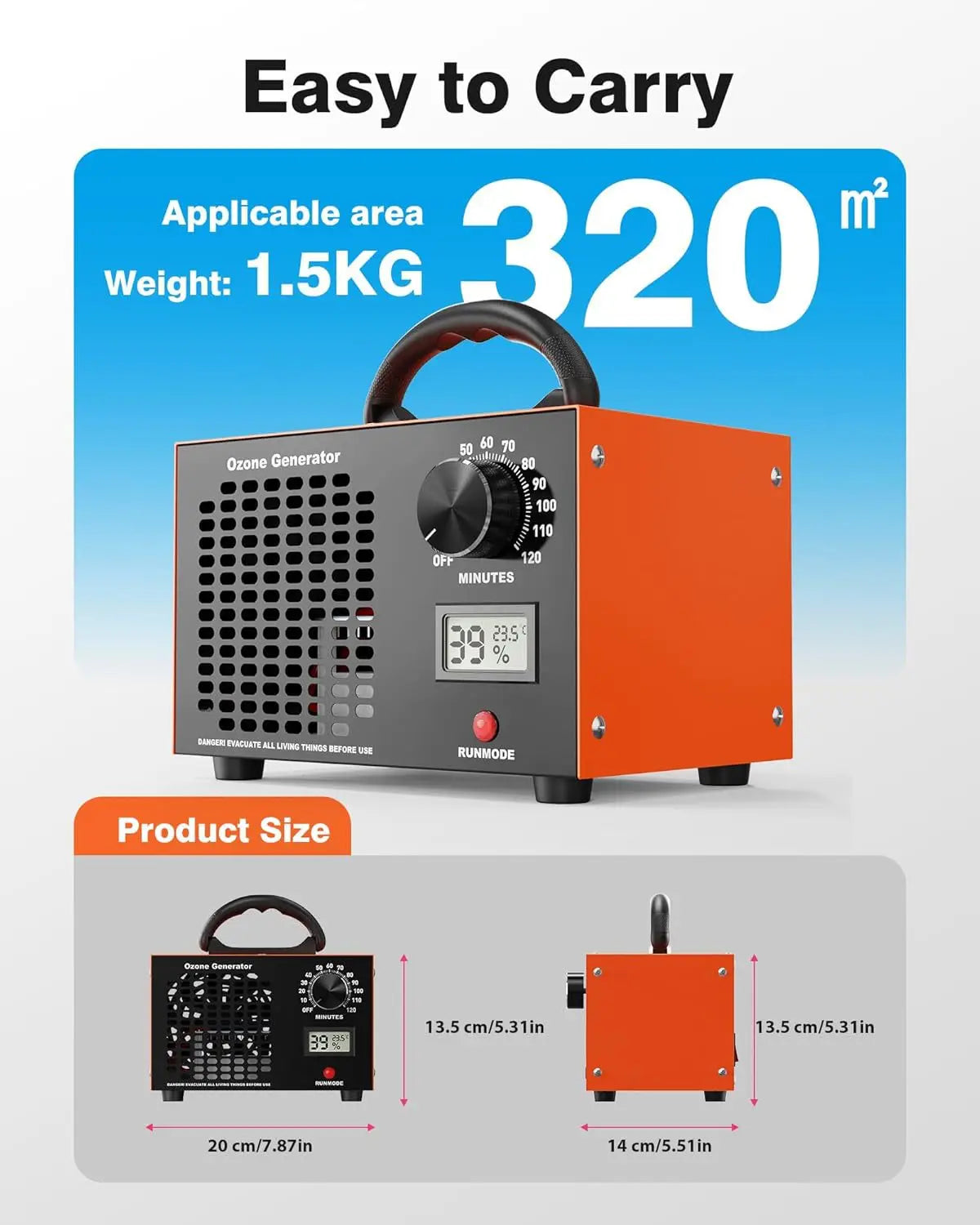 Ozone Generator 60000mg/h Ozone Machine Air Purifier Cleaning Odor Remover High Capacity Commercial/Industrial Ozone Generator