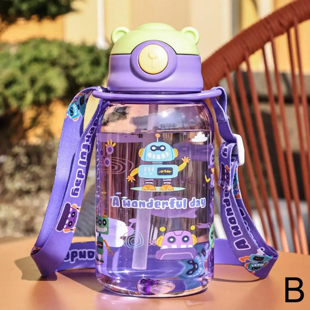 Cute Kids Water Bottle with Straw Free BPA Leakproof Outdoor Portable Children's Cups School Water Bottle for Children