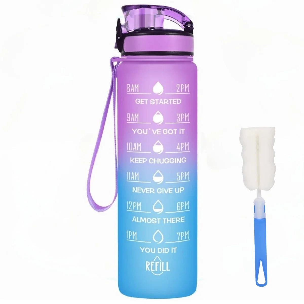 32 oz Water Bottle with Time Markers - Leakproof